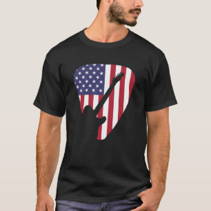 T-shirt Guitare Lover American Flag Guitare