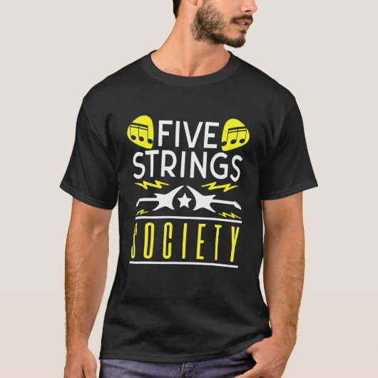 T-shirt Guitare Music Five Strings Society (Devant)
