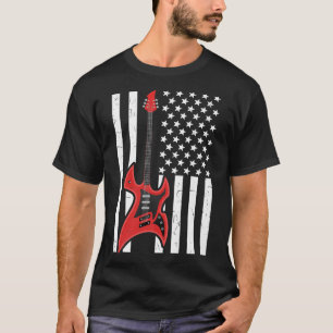 T-shirt Guitare Musique Lover Guitare American Flag Premiu