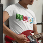 T-shirt Guitare Peace Love<br><div class="desc">Un signe de paix,  un coeur et un design de guitare font un grand cadeau à quelqu'un dans un groupe.</div>