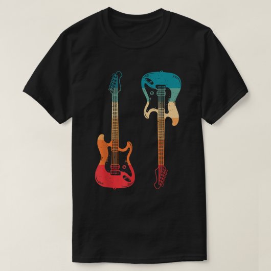 T-shirt Guitare Rétro Guitariste Électrique Basse Guitare (Design devant)