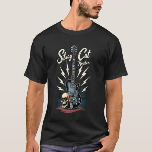 T-shirt Guitare Rockabilly Rocker Chat Errant Style Rebell