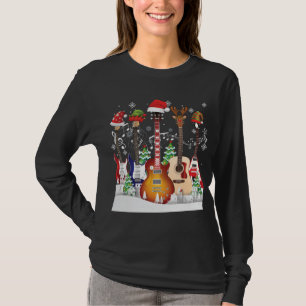 T-shirt Guitare Santa Hat Elf Christmas Tree Musician Swea