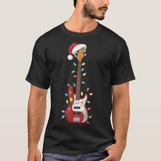 T-shirt Guitare Santa Hat lumières de Noël B Joueur Guitar (Devant)