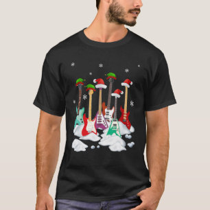 T-shirt Guitare Santa Hat Noël Arbre Funny Musique Amoure