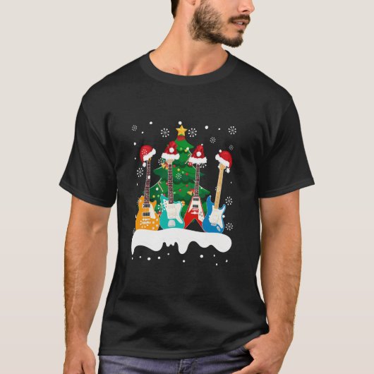 T-shirt Guitare Santa Hat sapin de Noël Funny Musique drôl (Devant)