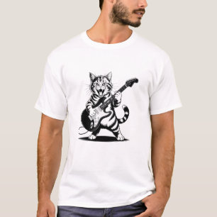 T-shirt Guitare solo Rockstar Chat - Cadeau drôle pour ama
