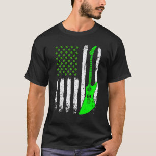 T-shirt Guitare St Patrick's Day Vintage Drapeau Américain