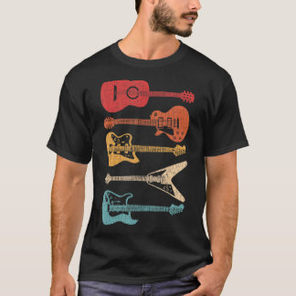 T-shirt Guitare Style Rétro Guitare Pour Guitariste