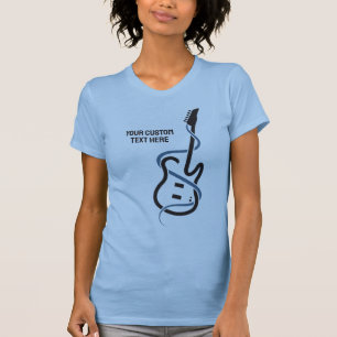 T-shirt Guitare stylisée de texte personnalisé