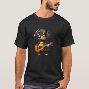 T-shirt Guitare Teckel Chien Musique Drôle