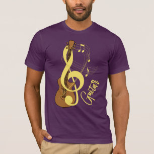 T-shirt Guitare Treble Clef Fun Music Notes Graphique