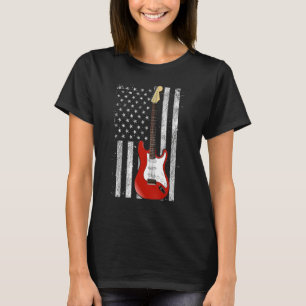 T-shirt Guitare Vintage - Drapeau américain américain - Gu