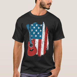 T-shirt Guitare Vintage Drapeau Américain Usa 2