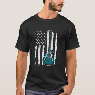 T-shirt Guitare Vintage Guitariste Drapeau Américain Usa 6