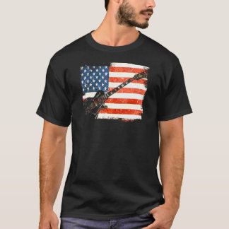 T-shirt Guitare vintage Guitariste US Drapeau américain 43