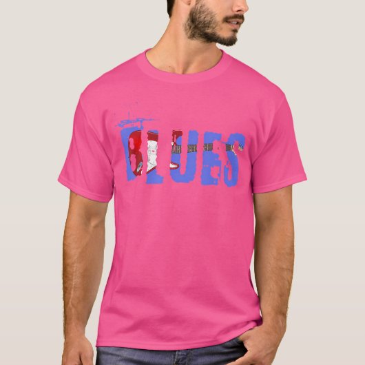 T-shirt Guitare vintage Look Blues (Devant)