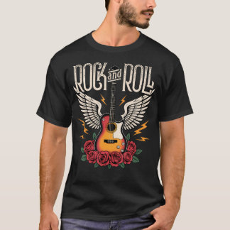 T-shirt Guitare vintage rétro style 70S 80S avec ailes