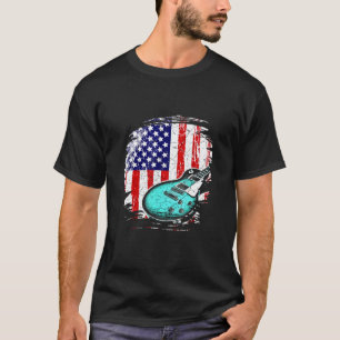 T-shirt Guitare vintage US Guitariste Drapeau américain 3
