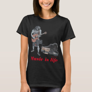 T-shirt Guitare Zombie Musicien Acoustique Imaginaire