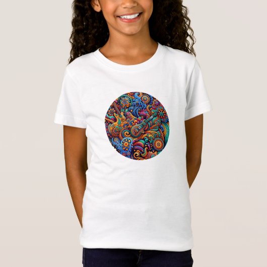 T-Shirt Guitares en mandala style batik (Devant)