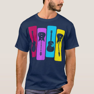 T-shirt Guitares rétro Guitariste Acoustique Electrique Gu