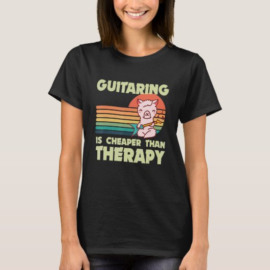 T-shirt Guitarist Llama Rock guitar Guitaring Musician Gui (Devant)