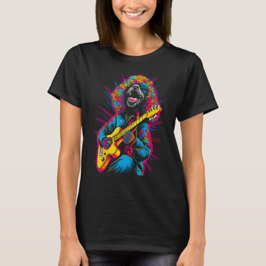 T-shirt Guitarist Pop Poodle Dog Guitar (Devant)