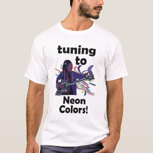 T-shirt Guitariste accordant sur des couleurs néon, fête m