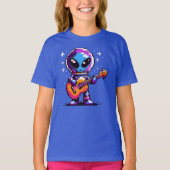 T-shirt Guitariste Alien 8 bits - Musique spatiale Pixel R (Devant)