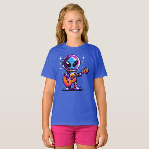 T-shirt Guitariste Alien 8 bits - Musique spatiale Pixel R