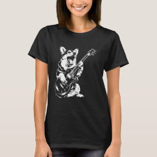 T-shirt Guitariste Chien Guitare - Pembroke Welsh Corgi Pa