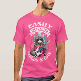 T-shirt Guitariste Costume Guitare Chat Musicien Acoustiqu