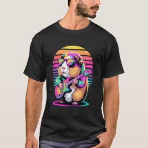 T-shirt Guitariste de cochons d'Inde rétro Guitare