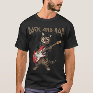 T-shirt Guitariste de Rock Vintage Chat Rock And Roll Guit