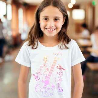T-Shirt Guitariste Guitare Lecteur Musique Coloré Nom Pers