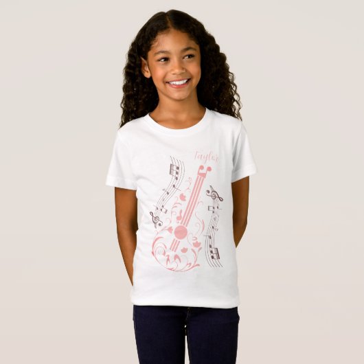 T-Shirt Guitariste Guitare Lecteur Musique Rose Nom person (Devant entier)