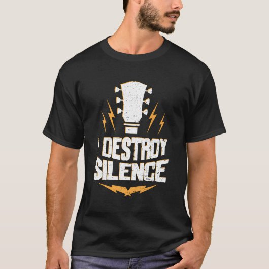 T-shirt Guitariste Je Détruis Silence Guitare (Devant)
