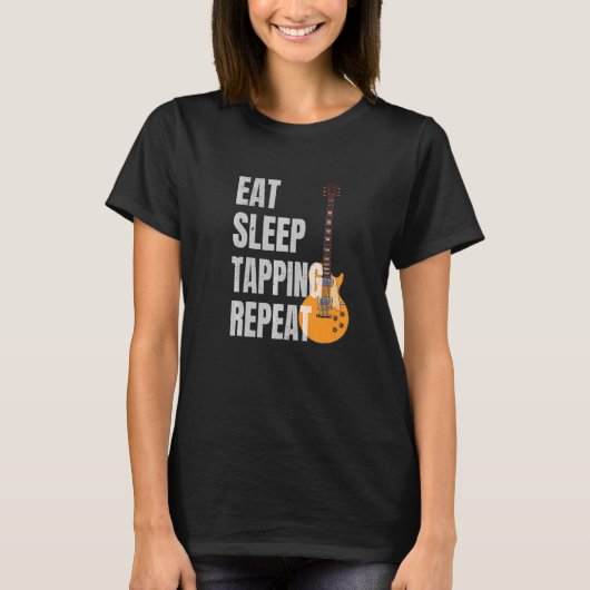 T-shirt Guitariste Lecteur Guitare Manger Sleep Tapping Ré (Devant)