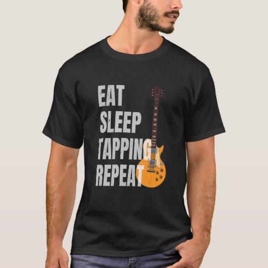 T-shirt Guitariste Lecteur Guitare Manger Sleep Tapping Ré (Devant)