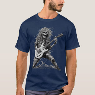 T-shirt Guitariste squelette groupe rock and roll Rock On
