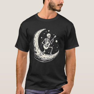 T-shirt Guitariste squelette lune croissant musique étoilé