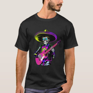T-shirt Guitariste squelette néon Halloween