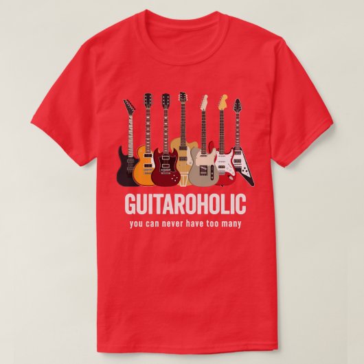 T-shirt Guitaroholic plusieurs guitares en parfaite harmon (Design devant)