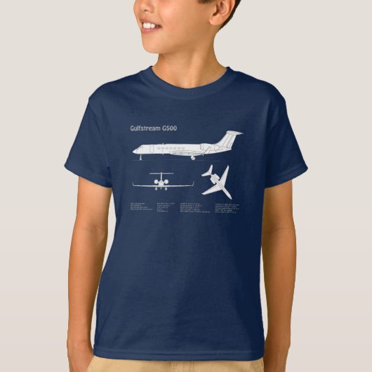 T-shirt Gulfstream G500 - Plan directeur de l'avion ABD (Devant)