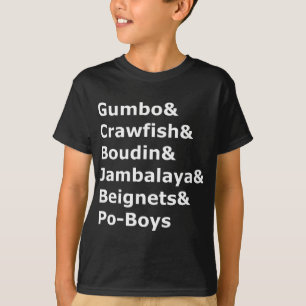 T-shirt Gumbo, Crawfish, Boudin Louisiana Humour alimentai