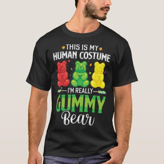 T-shirt Gummy Porte Mon Costume Humain Funny Candy Hallowe (Devant)