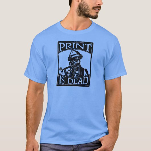T-shirt Gutenberg "copie est mort" de la gravure sur bois (Devant)