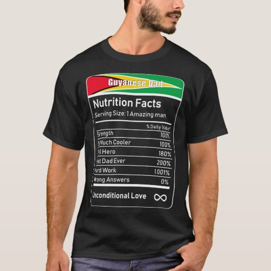T-shirt Guyana Dad Nutrition Facts Fête des pères Cadeau p (Devant)
