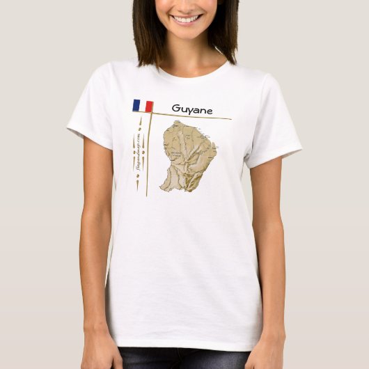 T-Shirt Guyane Carte + Drapeau + Titre (Devant)